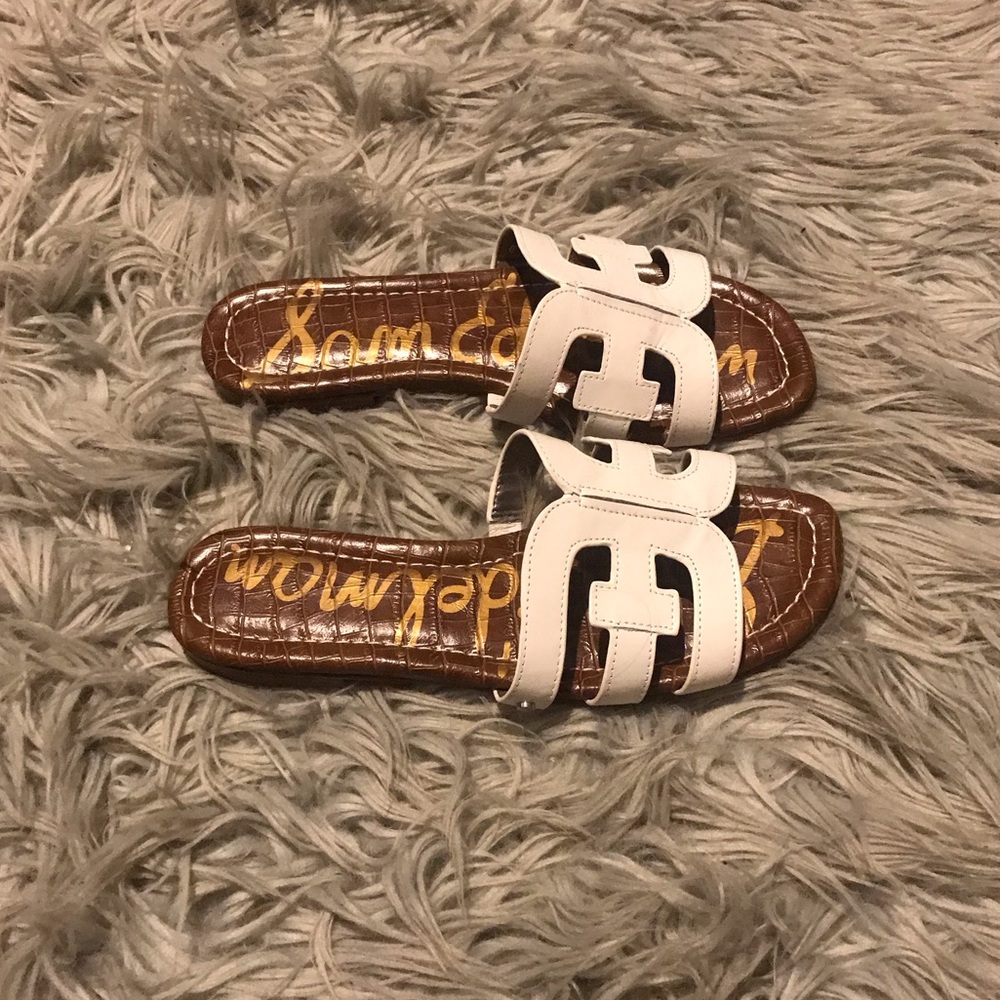 Sam Edelman white slide-on sandals